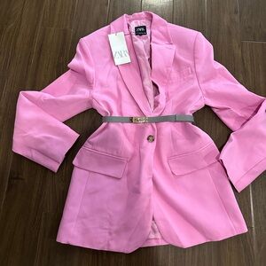 Zara oversized long pink blazer